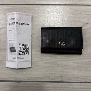 Authentic CHANEL 6-key Case Women's‎ Black Wallet vintage   Has only 4 key hooks